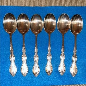 1964 VTG set of 6 tablespoons 8” Wm Rogers Melody Camelot Silverplate Flatware